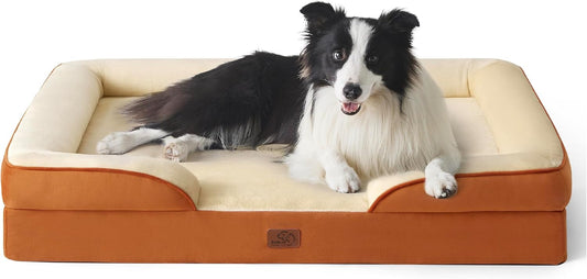 Bedsure Orthopedic Dog Beds Large Sized Dog - Washable Large Dog Cat Bed Waterproof, Comfort Dogs Couch Sofa with Washable Removable Cover, Pet Bed with Nonskid Bottom, Ember Clay, 35" - Pet Explorer