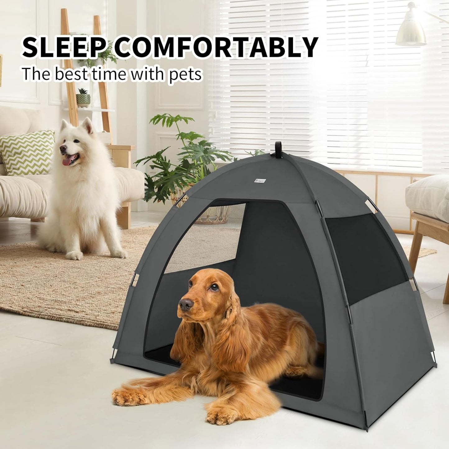 Gray Extra Large Outdoor Cat and Dog Tent House, Waterproof, Washable, Indoor/Outdoor Cave Nest Bed - Pet Explorer