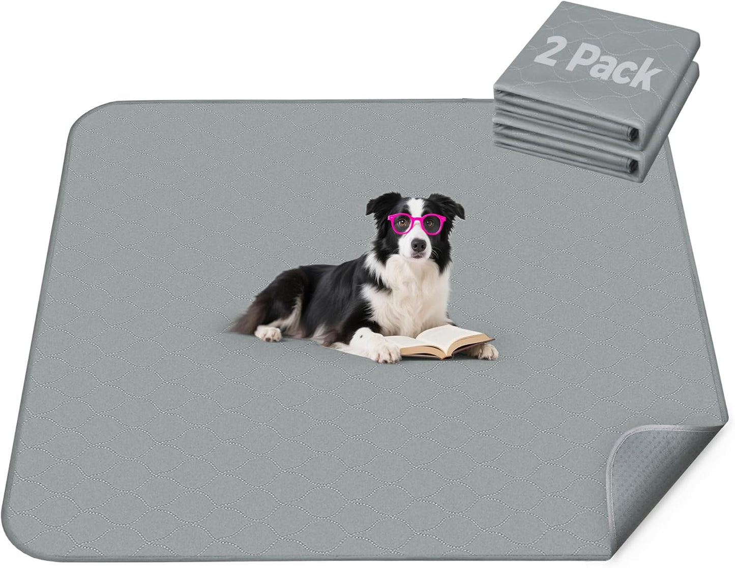 FXW Washable Pee Pads for Dogs, Puppy Pads with Super Absorbent, Specifically Designed for Potty Training, 35" Square, Gray, 2 Packs - Pet Explorer