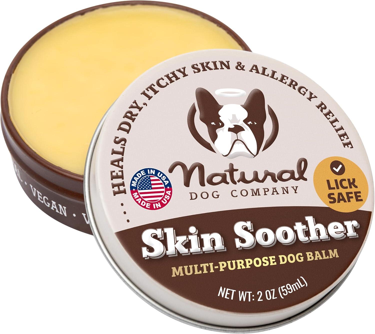 Natural Dog Company Skin Soother Balm for Skin Irritation, Allergy and Itch Relief for Dogs, Hot Spot Treatment, Dog Moisturizer for Dry Skin, Healing Ointment with Coconut Oil & Vitamin E (2 oz. Tin) - Pet Explorer