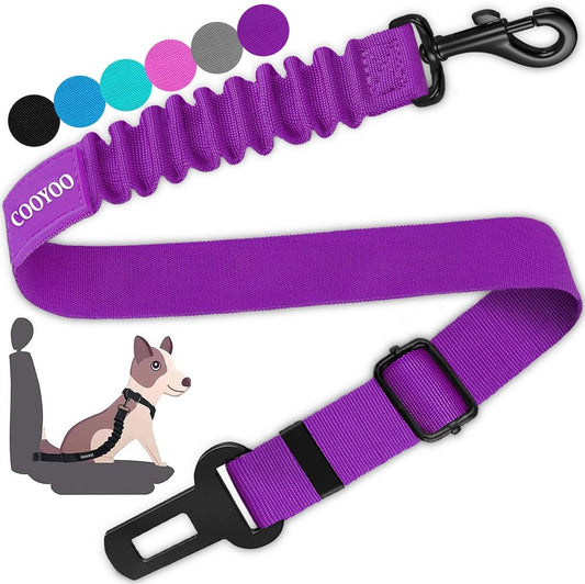 COOYOO Dog Seat Belt,Retractable Dog Car Harness Seat Belt for Car Adjustable Nylon Pet Safety Seat Belts Heavy Duty & Elastic Bungee Buffer - Pet Explorer