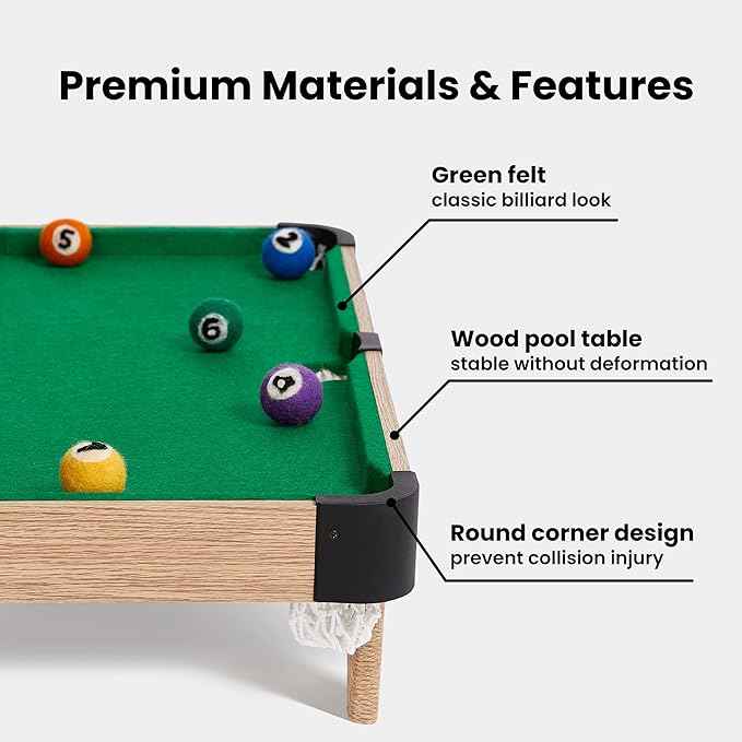 VETRESKA 4 in 1 Cat Toys Mini Pool Table, Gift for Cats, Feather Wand Toy Cat Billiard Ball Puzzle Toy, Pool Table with Scratching Post, Cat Interactive Exercise Play Rest Beds & Furniture