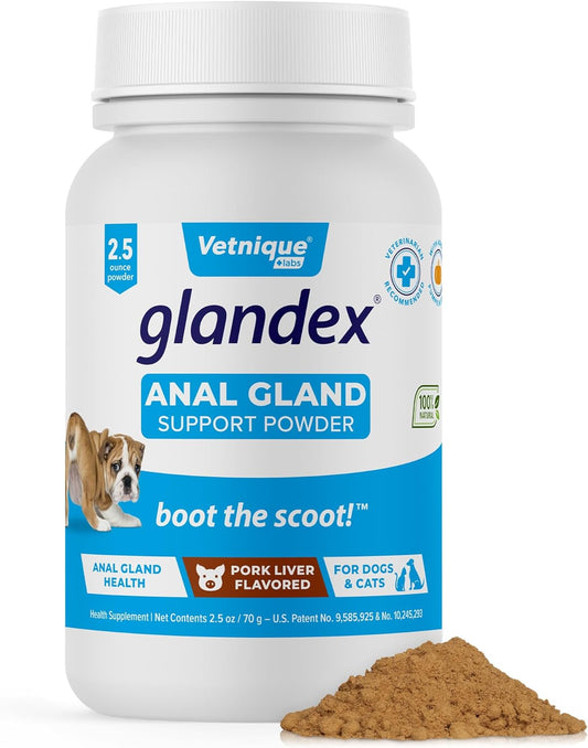 Vetnique Labs Glandex Dog Fiber Supplement Powder for Anal Glands with Pumpkin, Digestive Enzymes & Dog Probiotics for Digestive Health - Vet Recommended - Boot The Scoot (Pork Liver, 2.5oz Powder) - Pet Explorer