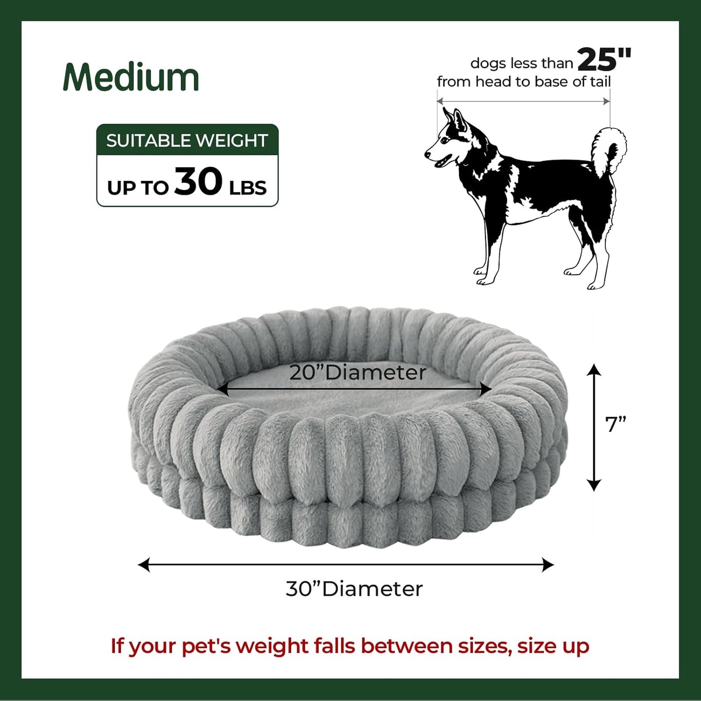 BALANCE Luxury Donut Dog Bed, 30 Inches Round Dog Bed Medium Size Dogs Washable, Orthopedic Calming Dogs Bed for Pets with Anti-Slip Bottom, Gray - Pet Explorer