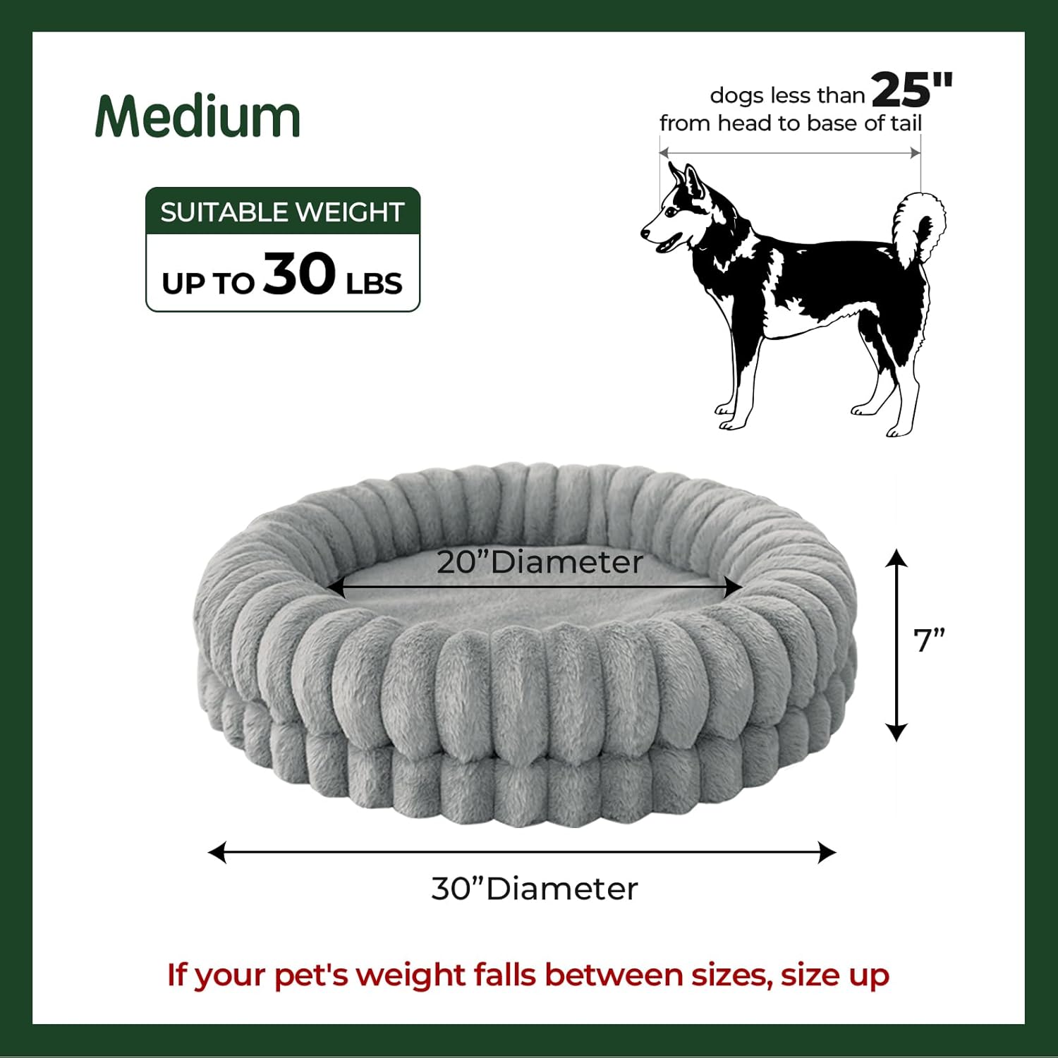 BALANCE Luxury Donut Dog Bed, 30 Inches Round Dog Bed Medium Size Dogs Washable, Orthopedic Calming Dogs Bed for Pets with Anti-Slip Bottom, Gray - Pet Explorer