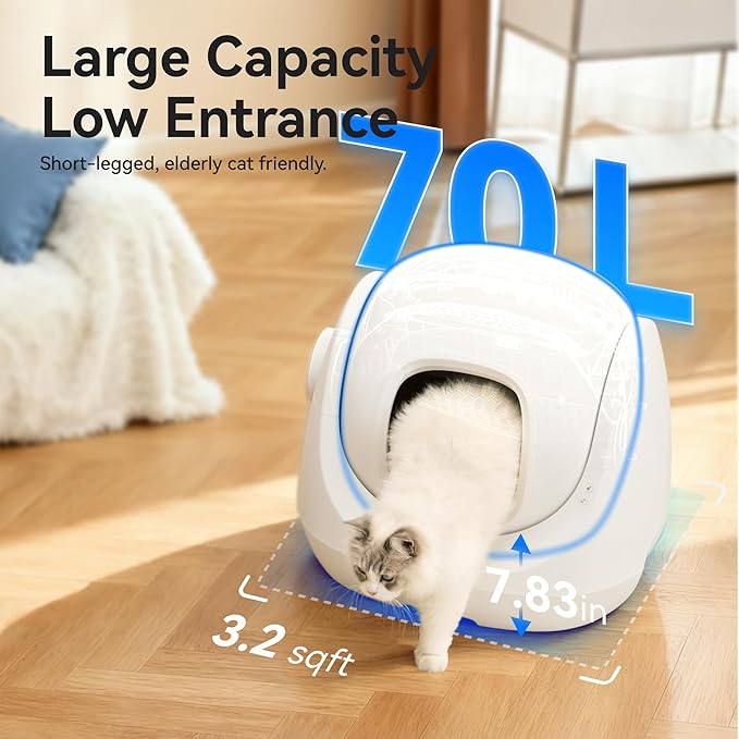 CATLINK Self Cleaning Litter Box, Pinch-Free Safety Protection, Automatic Litter Box AI-Powered Health Monitor, Multi-Cat Recognition, Extra Large Interior Space, Suits for Beginner