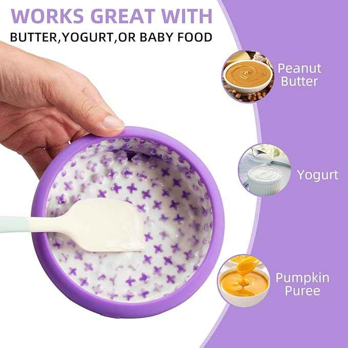 Dog Lick Bowl, Bestalk Anxiety Relief Lick Mat for Dogs, Non-Slip Freeze Licking Bowl Enrichment Puzzle Feeder for Distraction, BPA Free Silicone, Dishwasher Safe(Purple,S)