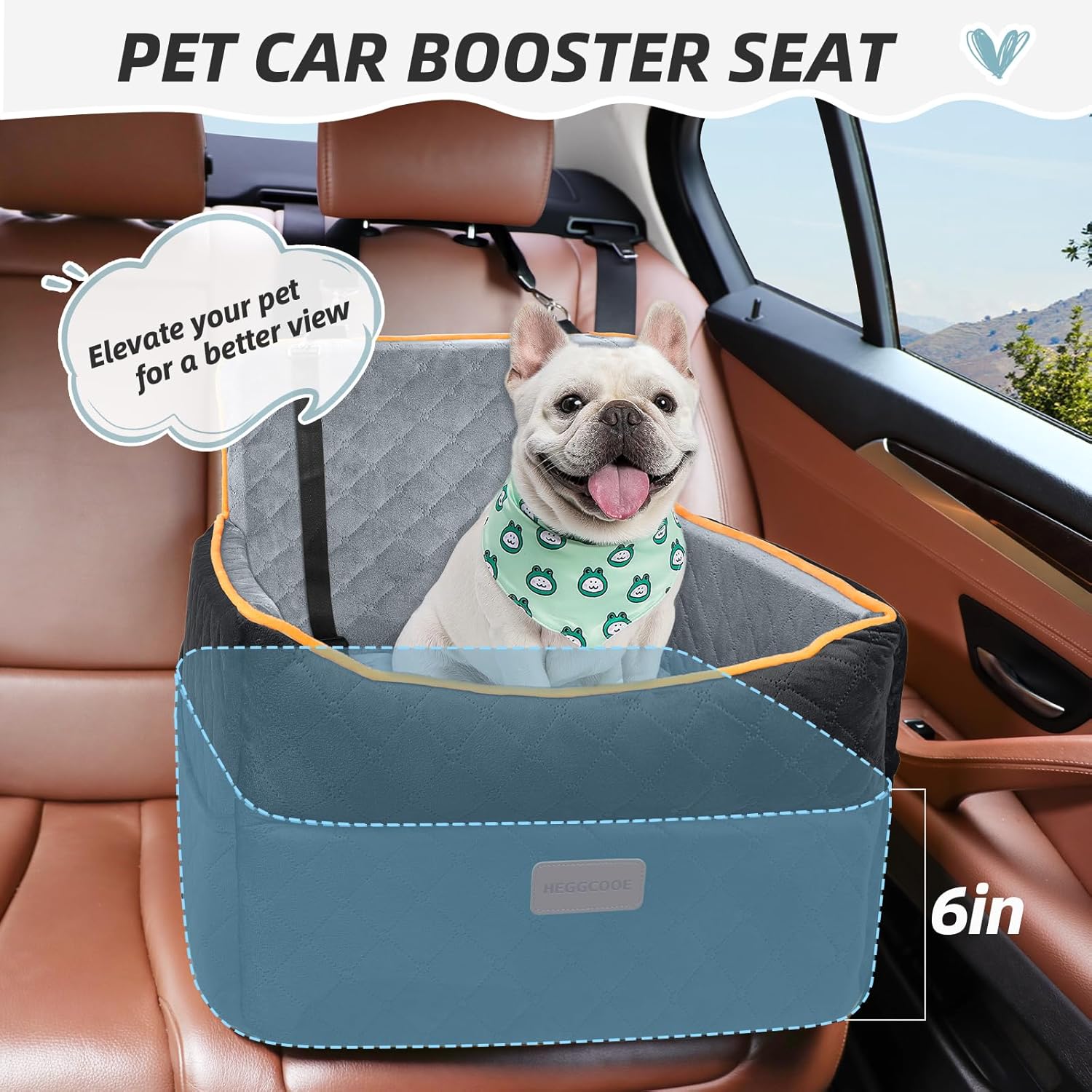 Small Dog Car Seat, Memory Foam Dog Booster Seats with Thick Cushion for Medium Dogs Under 35lbs, Detachable Washable Pet Car Seat Bed with Storage Pockets,2 Safety Belts - Pet Explorer