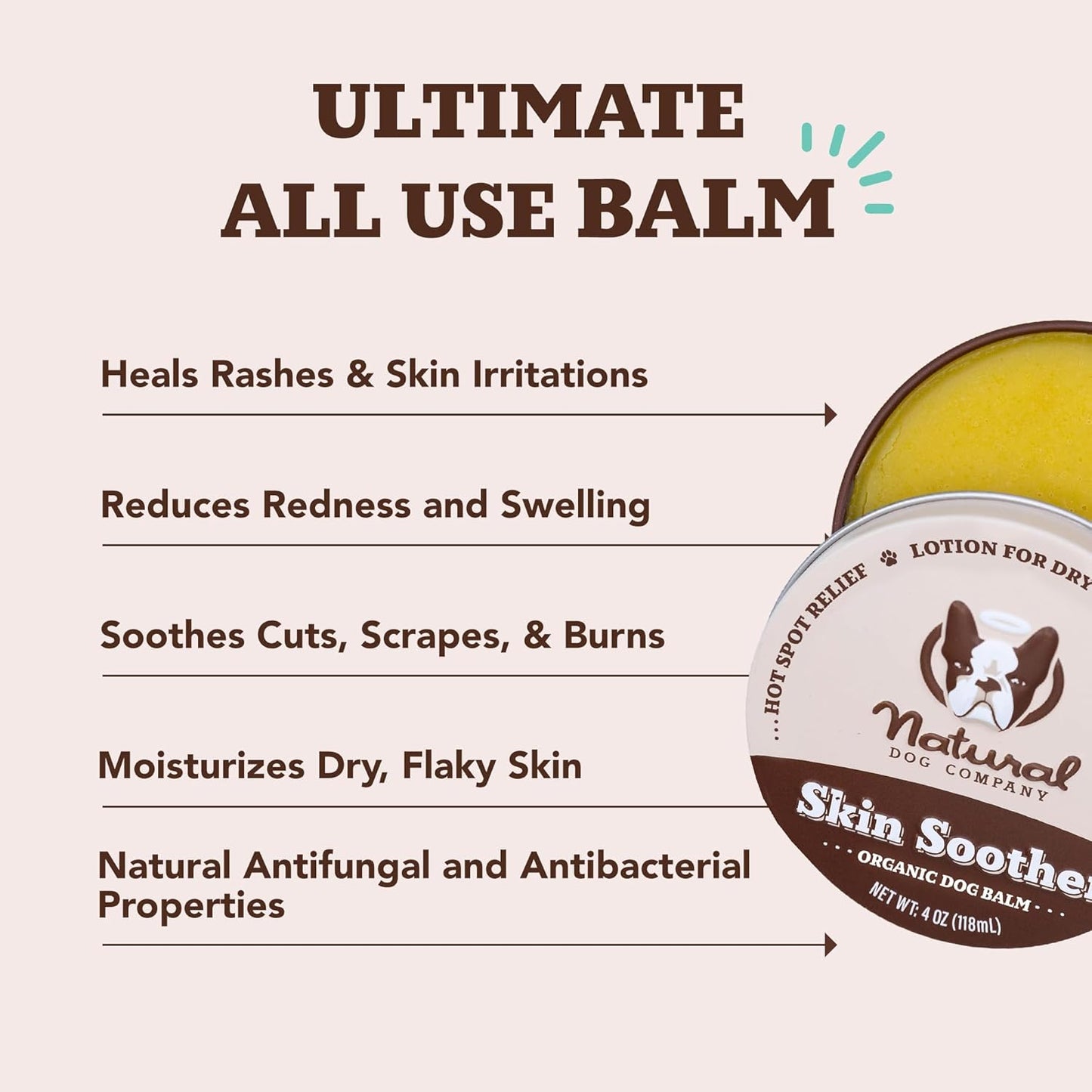Natural Dog Company Skin Soother, 1 oz. Tin, Allergy and Itch Relief for Dogs, Dog Moisturizer for Dry Skin, Dog Lotion, Ultimate Healing Balm, Dog Rash Cream, Supports Hot Spot Symptoms - Pet Explorer