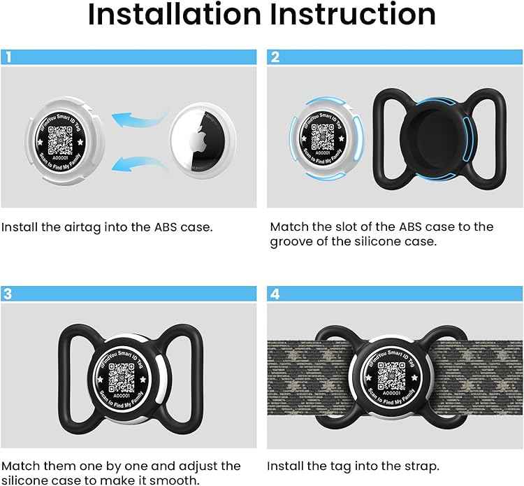 Waterproof AirTag Dog Collar Holder for Apple AirTag QR Code