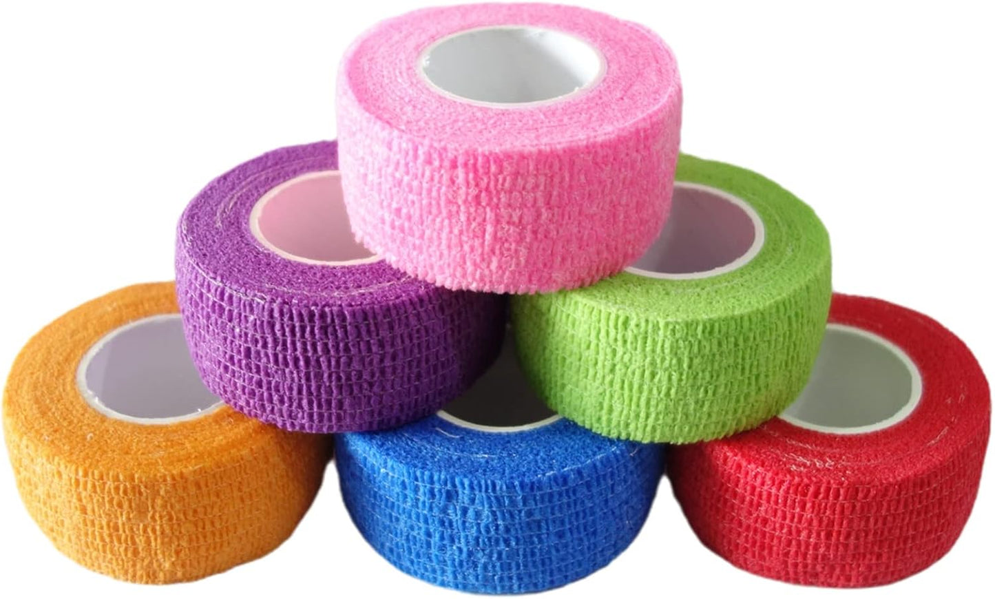 6 Pack 1" x 5 Yards Self Adhesive Bandage Wrap Breathable Cohesive Vet Wrap for Pets, Elastic Self-Adherent Tape for Sports, Wrist, Ankle (Mixed Colors) - Pet Explorer