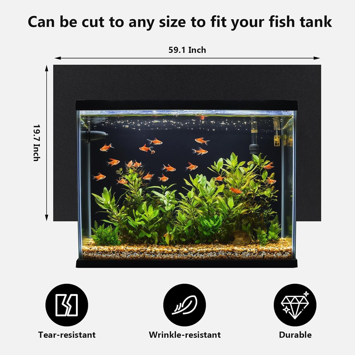 Aquarium Background Paper Decor Fish Tank Backdrop Wallpaper Electrostatic Adhesive, No Glue, Easy to Install, Reusable (19.7”H×59.1" L, Black) - Pet Explorer