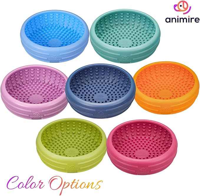 Dog Lick Bowl, Animire Freeze Lick Mat for Dogs, Non-Slip Slow Feeder Licking Bowl Enrichment Treat for Distraction Anxiety Relief, Food Grade Silicone, Dishwasher Safe(Pastel Purple,S)