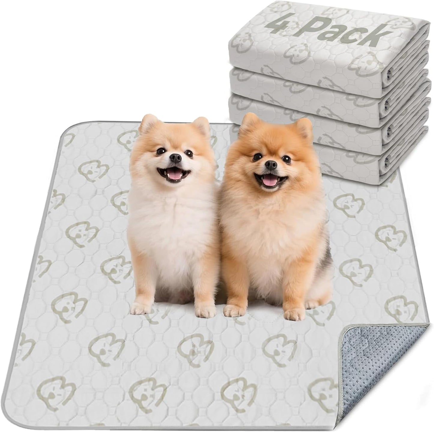 FXW Washable Pee Pads for Dogs, Puppy Pads with Super Absorbent, Specifically Designed for Potty Training, 35" Square, Khaki, 4 Packs - Pet Explorer