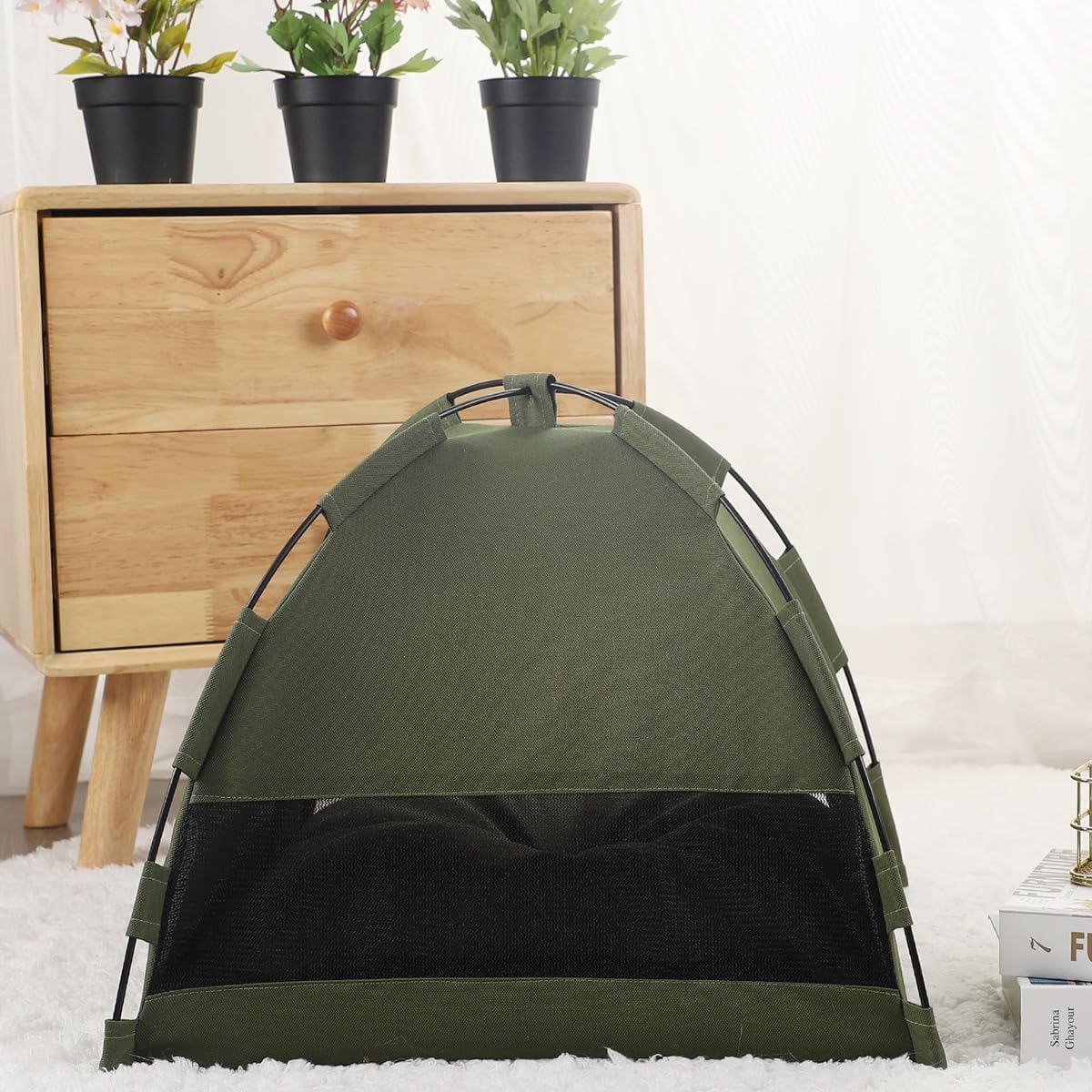 Cat Tent – Lightweight & Breathable Waterproof Shelter Designed for Indoor/Outdoor Adventures, Giving Your pet Safe Outdoor Exploration Joy. (Olive Drab, 15.7×15.7 in) - Pet Explorer