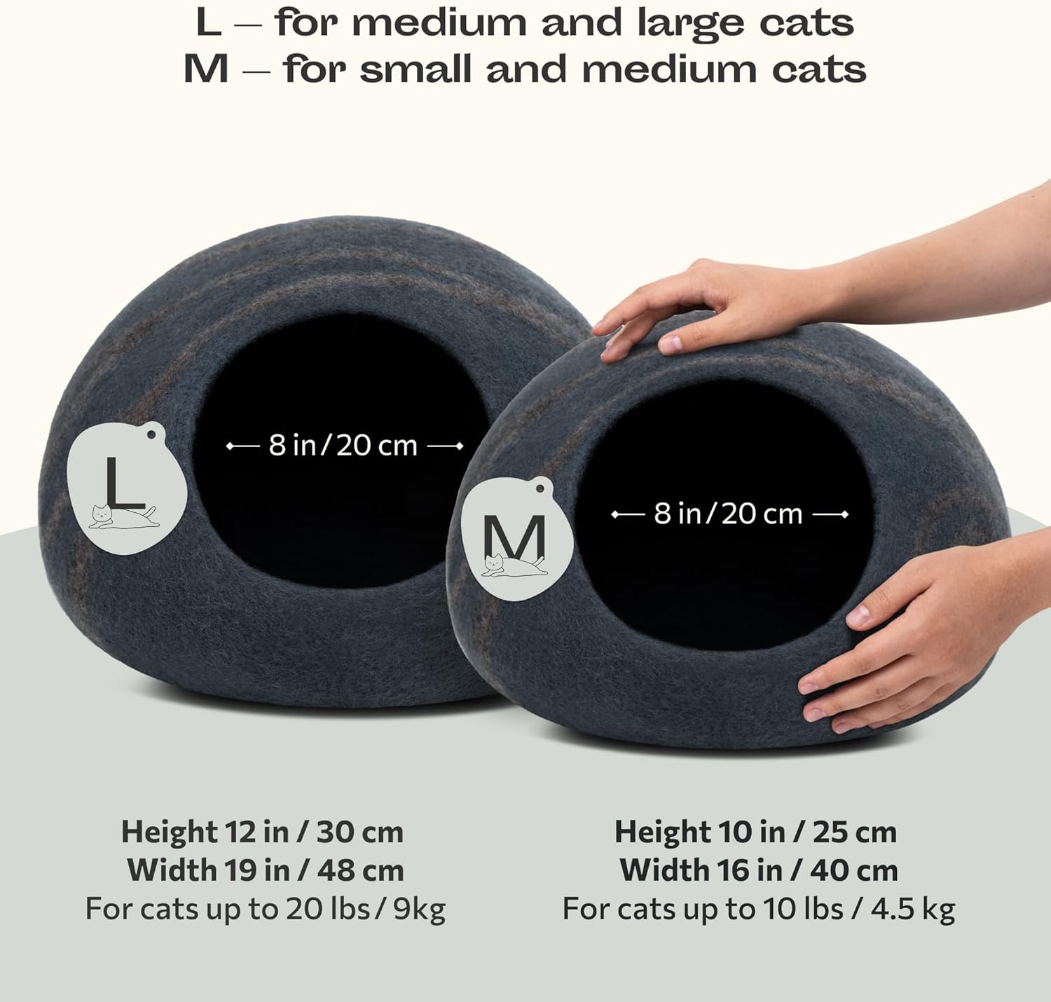 MEOWFIA Cat Cave – Premium Felt Cat Bed for Indoor Cats, Handmade 100% Merino Wool (Medium, Slate Grey) - Pet Explorer