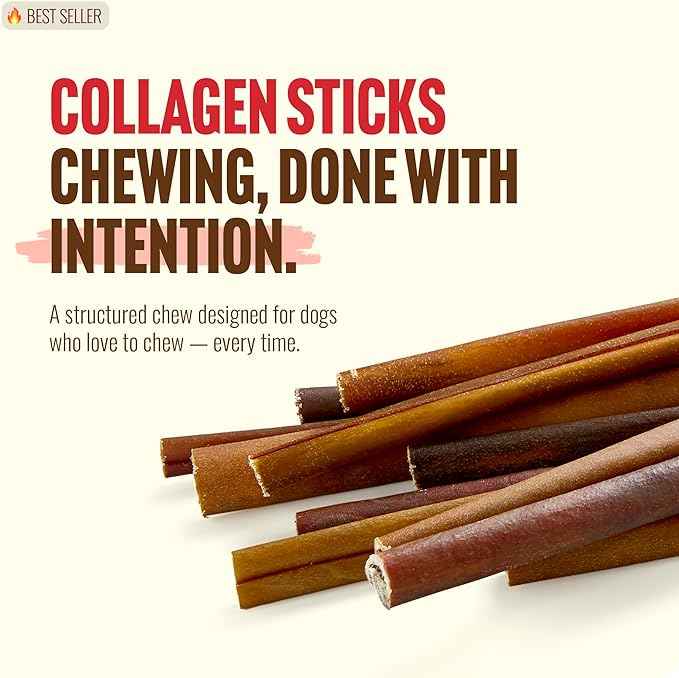 Natural Farm Collagen Sticks 6-Inch Dog Chews - Odor-Free, 95% Natural Collagen Supports Healthy Joints, Skin & Coat - Small, Medium Dogs – Lasts 20% More (6 inch, 5 Pack)