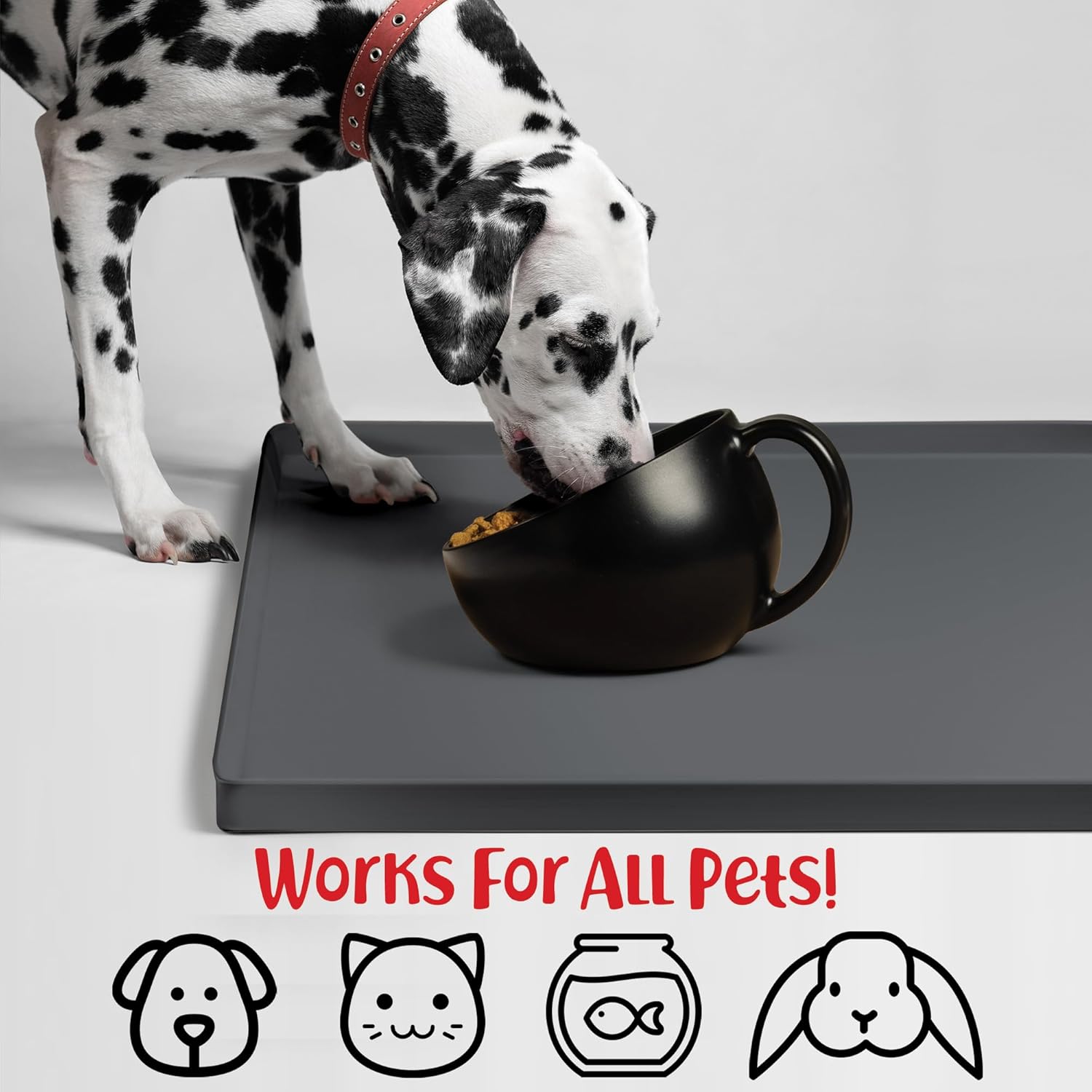 DogBuddy Dog Food Mat – Waterproof Dog Bowl Mat for Food and Water, Silicone Pet Feeding Mats for Floors, Non-Slip Placemat with High Edges for Dogs Bowls, Puppy Essentials (XXL: 32"x24", Shadow) - Pet Explorer
