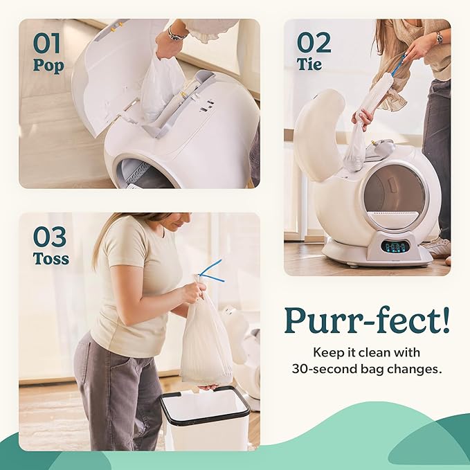 Petcove – Automatic Self Cleaning Litter Box – PurrTek Smart Automatic Litter Box for Multi-Cat Homes with 5GHz Wi-Fi App Control, Triple Odor Neutralizer, Quiet Operation & Anti-Pinch Safety