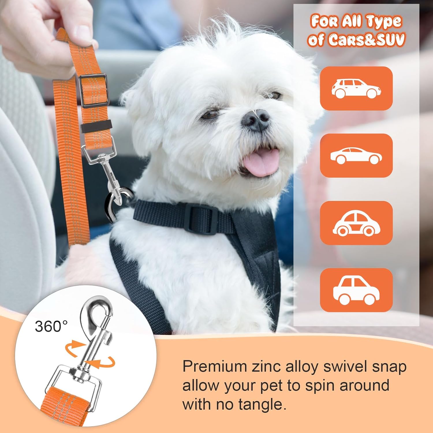 BWOGUE Pet Dog Cat Seat Belts, Car Headrest Restraint Adjustable Safety Leads Vehicle Seatbelt Harness (1 Pack) - Pet Explorer