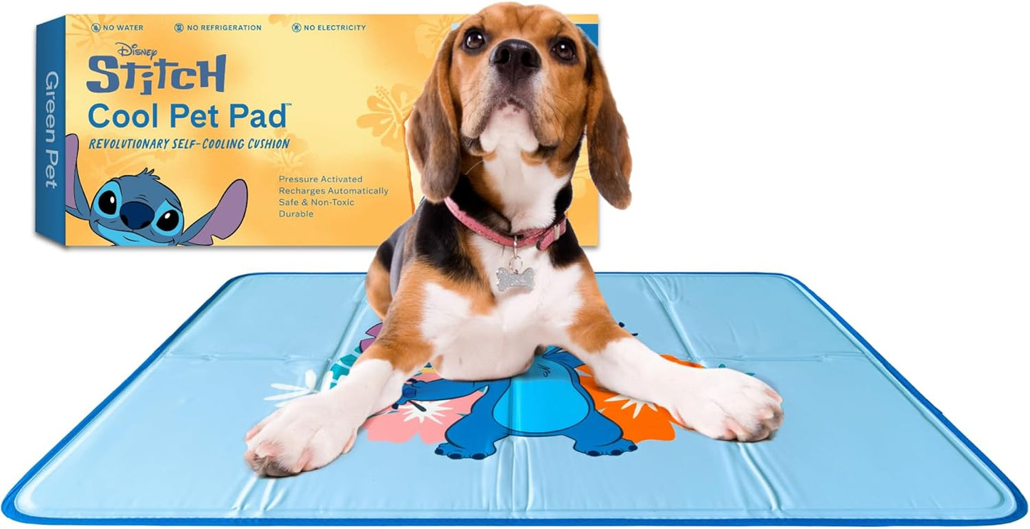 The Green Pet Shop Cool Pet Pad - Small, Disney’s Stitch - Self-Cooling, Pressure Activated Mat for Dogs & Cats from 9-20 lbs - Non-Toxic Gel, No Water Needed - Pet Explorer