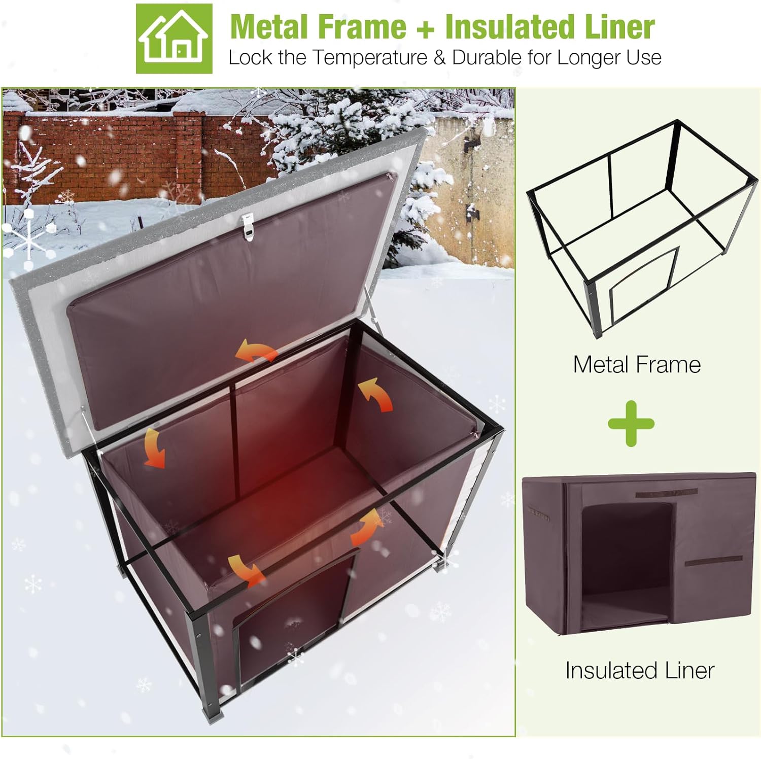 GUTINNEEN Dog House Insulated Outdoor Dog Kennel with Liner for Winter Large(Off-White) - Pet Explorer