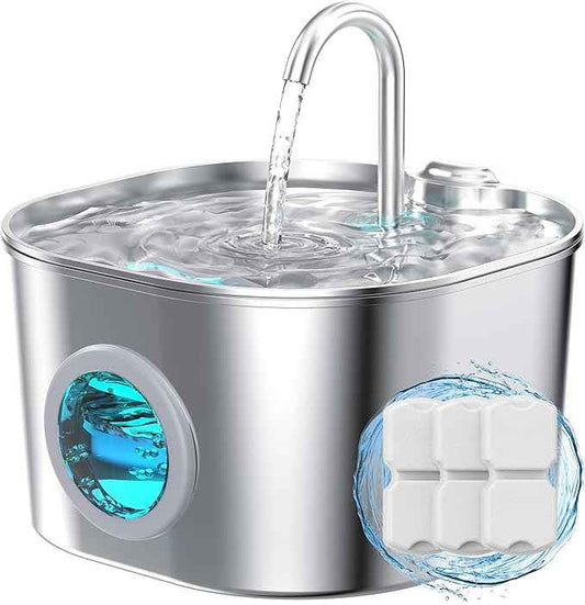 Cat Water Fountain Stainless Steel: Pet Fountains for Cats/Dog Indoor Automatic Waterer Bowls for Drinking Small Animal Water Dispenser Metal Pets Watering Faucet Bottle Auto Kitty Watering Supplies