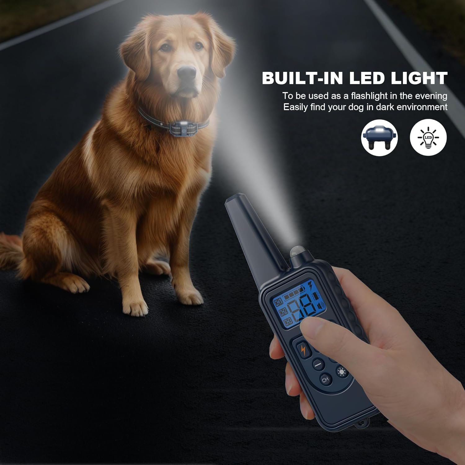Shock Collar with Remote, Dog Training Collar, 4 Training Modes with Beep, Vibration, Safe Shock, Led Light, 2600 ft Wireless Range, Rechargeable for 3 Dogs, Small Medium Large 5-120Lbs - Pet Explorer