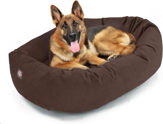 Majestic Pet 52 Inch Suede Calming Dog Bed Washable 52x35x11 (Inch) – Cozy Soft Round Donut Dog Bed with Spine Support for Dogs to Rest Their Head - Pet Bed X- Large – Chocolate (2025) - Pet Explorer