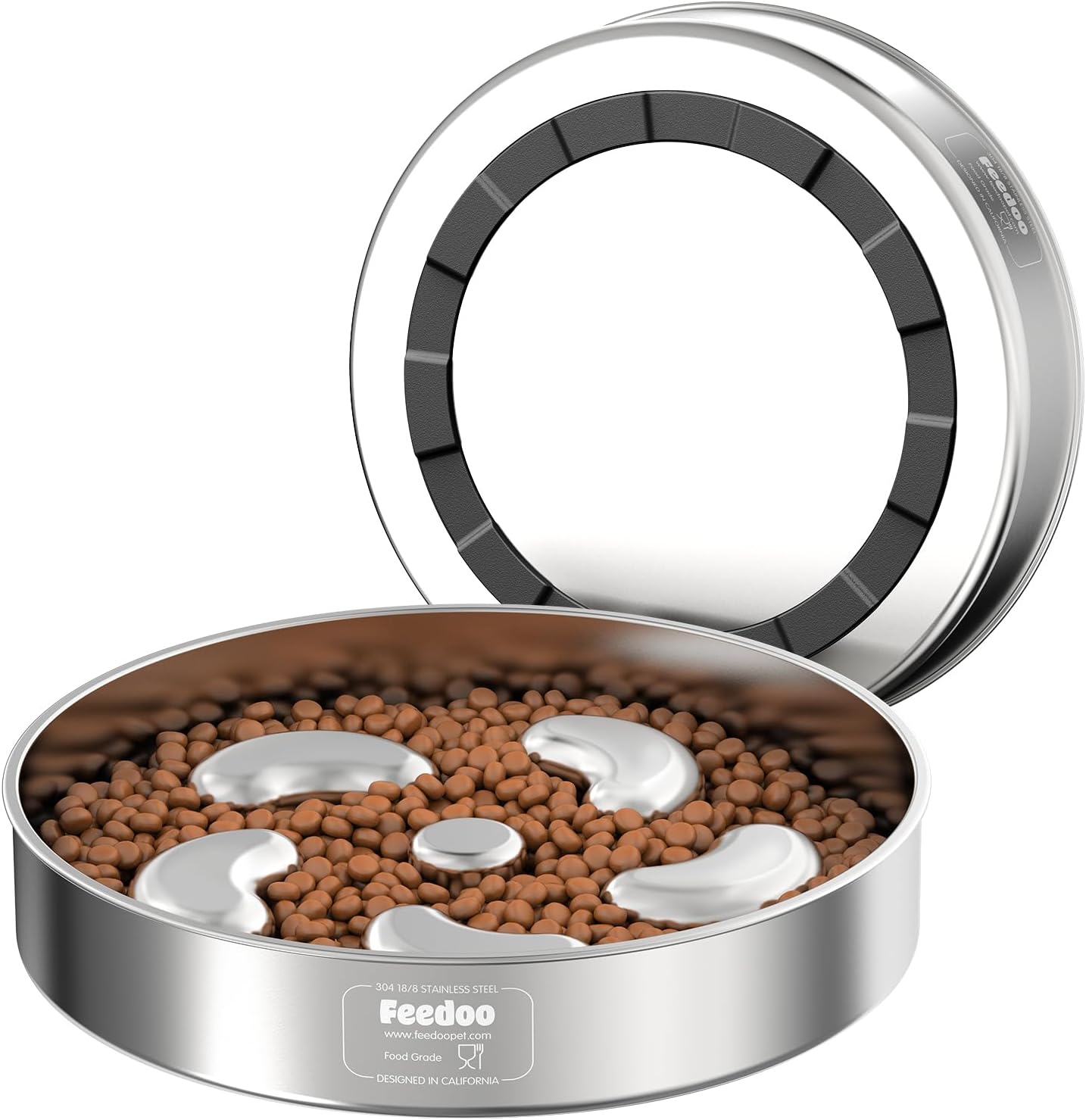 Slow Feeder Dog Bowl, Double Wall Food-Grade Stainless Steel, Heavy Duty with Non-Slip Rubber Base, 2.5Cups Capacity for Medium Large Dogs to Slow Down Eating - Pet Explorer