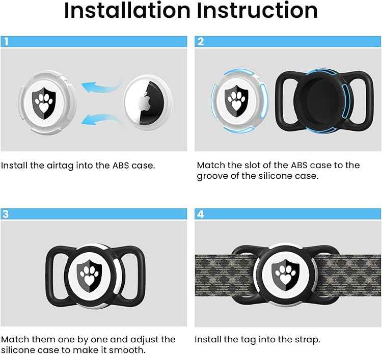 Waterproof AirTag Dog Collar Holder for Apple AirTag QR Code