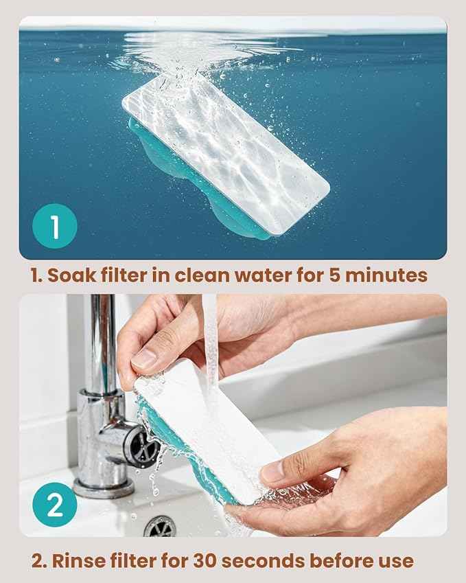 Official 8-Pack Replacement Filters and Sponges for 3.2L/108oz Stainless Steel Cat Water Fountain Cordless (4 Months Set)