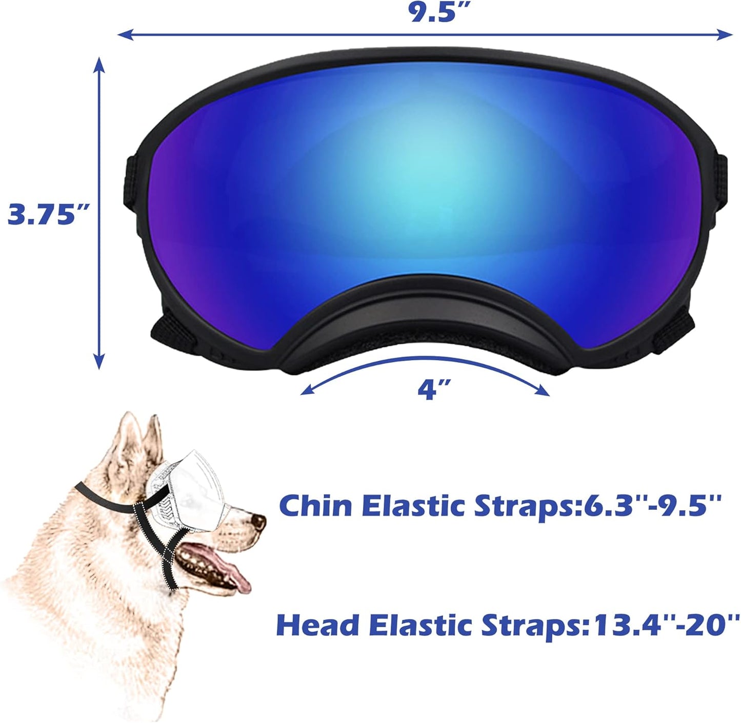Large Dog Sunglasses with Adjustable Strap UV Protection, Winproof Dog Puppy Sunglasses, Suitable for Medium-Large Dog Pet Glasses, Dogs Eyes Protection(Colorful) - Pet Explorer