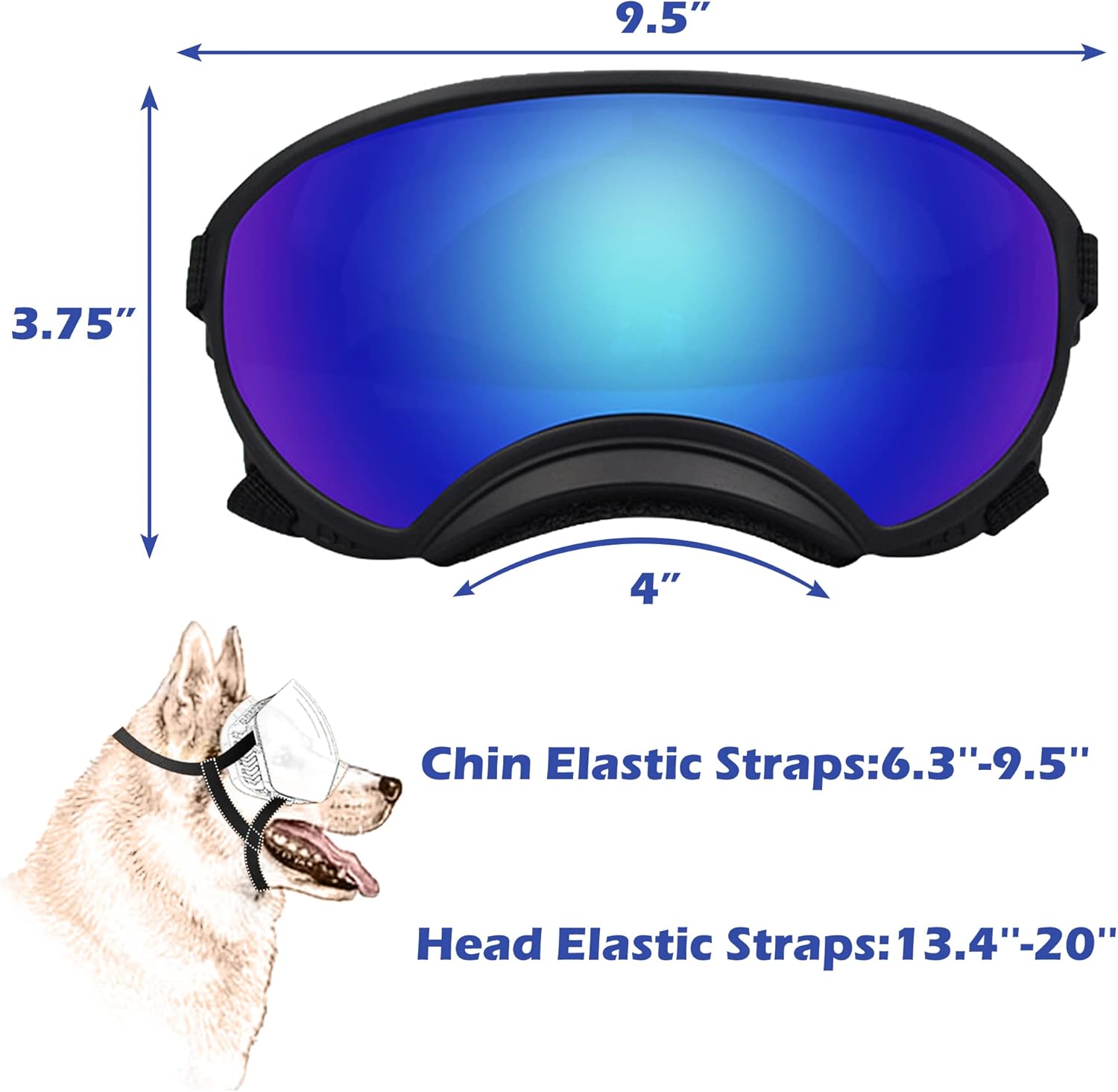 Large Dog Sunglasses with Adjustable Strap UV Protection, Winproof Dog Puppy Sunglasses, Suitable for Medium-Large Dog Pet Glasses, Dogs Eyes Protection(Colorful) - Pet Explorer
