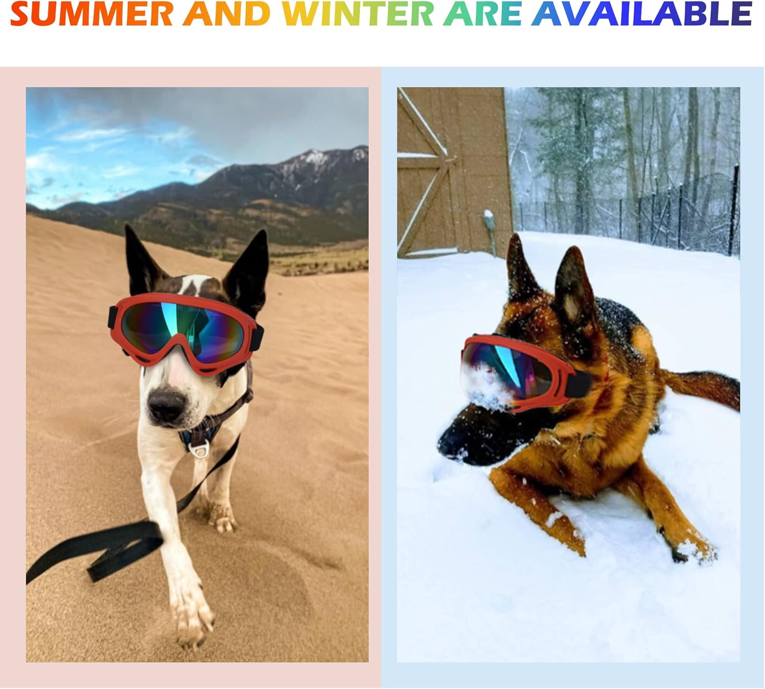Winproof Adjustable Strap Dog Sunglasses, UV Protection, Soft Goggles (Red Frame) - Pet Explorer