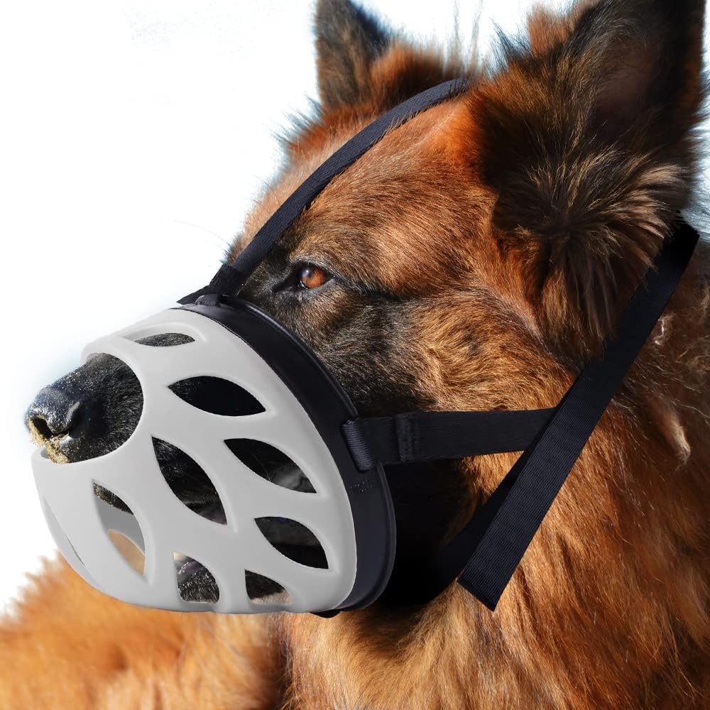 Dog Muzzle, Breathable Basket Muzzles for Small, Medium, Large and X-Large Dogs, Prevent Barking, Biting, Chewing Dog Mouth Cover Gray - Pet Explorer