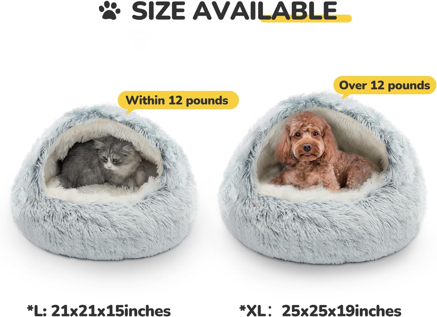 CATISM Cozy Plush Hooded Cat Bed, Indoor/Outdoor, Self-Warming Cave, Removable Washable Non-Slip Bottom - Pet Explorer