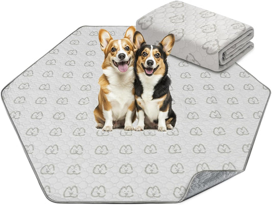 FXW Washable Pee Pads for Dogs, Puppy Pads with Super Absorbent, Specifically Designed for FXW Rollick/Homeplus 24inch 6 Panels Dog Playpen, 31" Hexagon, Khaki, 1 Pack - Pet Explorer