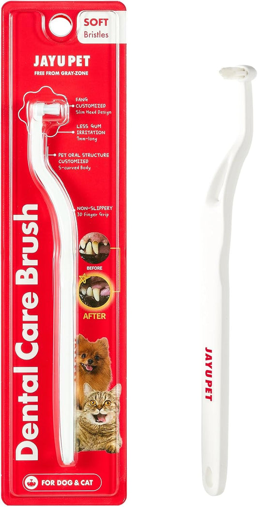 JAYU PET Dental Care Brush (Soft Bristles) 1ea - Dog Toothbrush, Cat Toothbrush, Dental Care for Kitten and Small Dogs, Removing Old Plaque and Tartar, Cat Teeth Brushing & Easy Cleaning - Pet Explorer