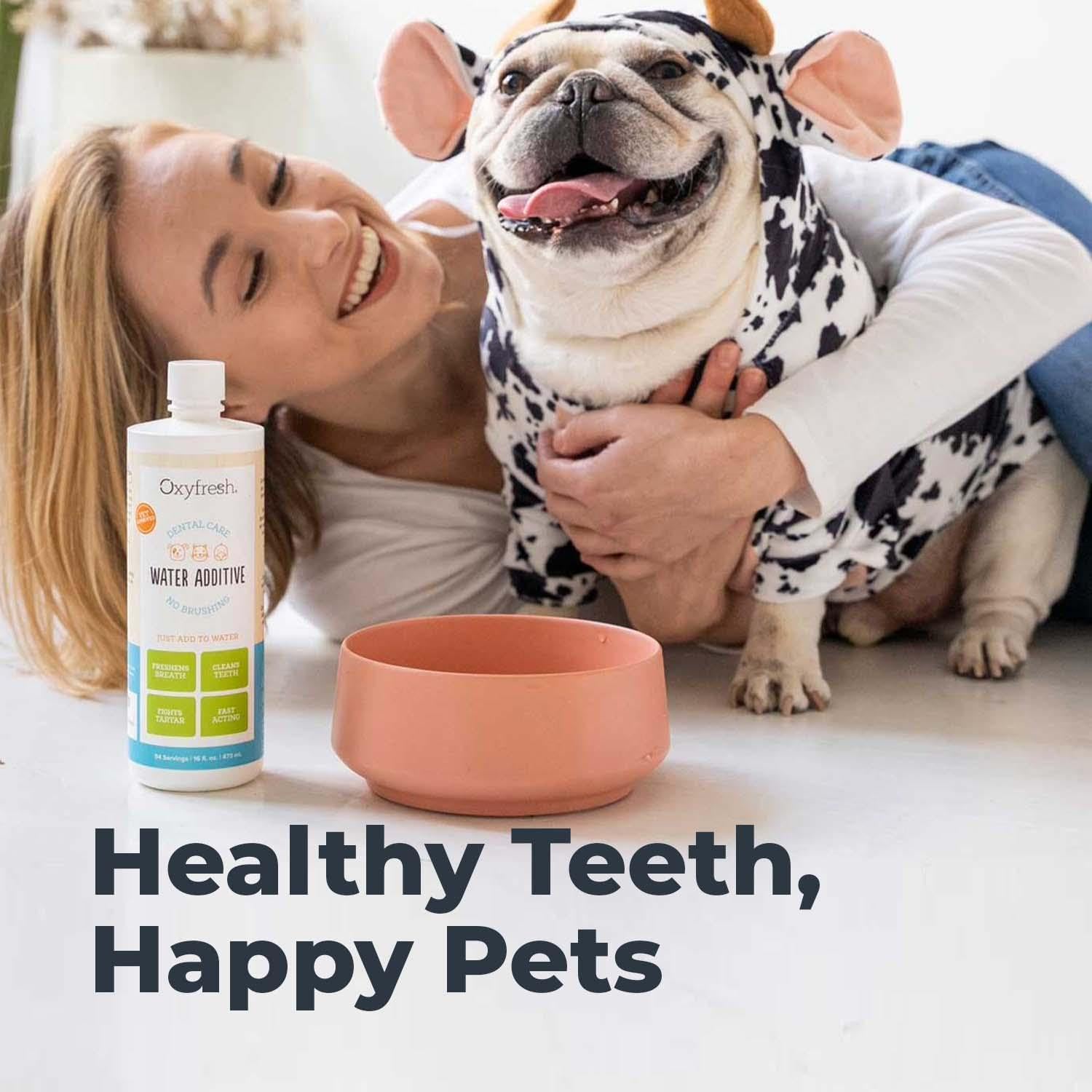 Oxyfresh Premium Pet Dental Care Solution Pet Water Additive: Best Way to Eliminate Bad Dog Breath and Cat Bad Breath - Fights Tartar & Plaque - So Easy, Just Add to Water! Vet Recommended 16 oz. - Pet Explorer