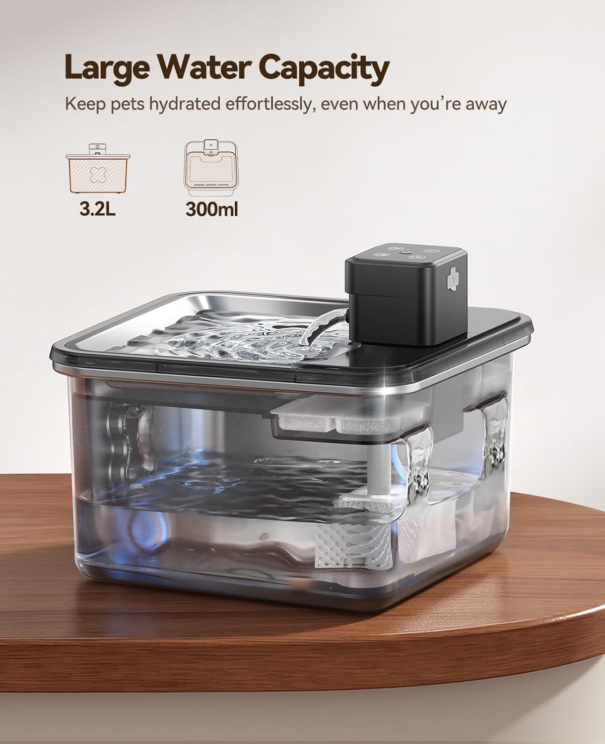 Cat Water Fountain Stainless Steel, FEELNEEDY Visual Filter Automatic Pet Water Fountain for Cats & Dogs Dispenser, Cordless Battery Operated Water Fountain for Cats Indoor - 3.2L/108oz - Pet Explorer