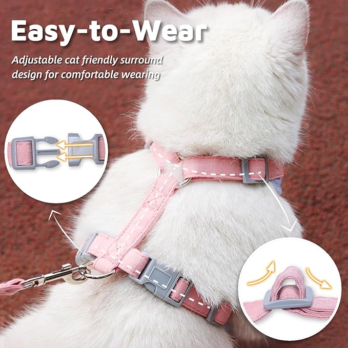 Escape-Proof Cat Harness and Leash Set - Adjustable and Comfortable - Ideal for Walking Cat Outdoors - Fits Small Dogs, Kittens, Medium, and Large Cats (Blue, M)