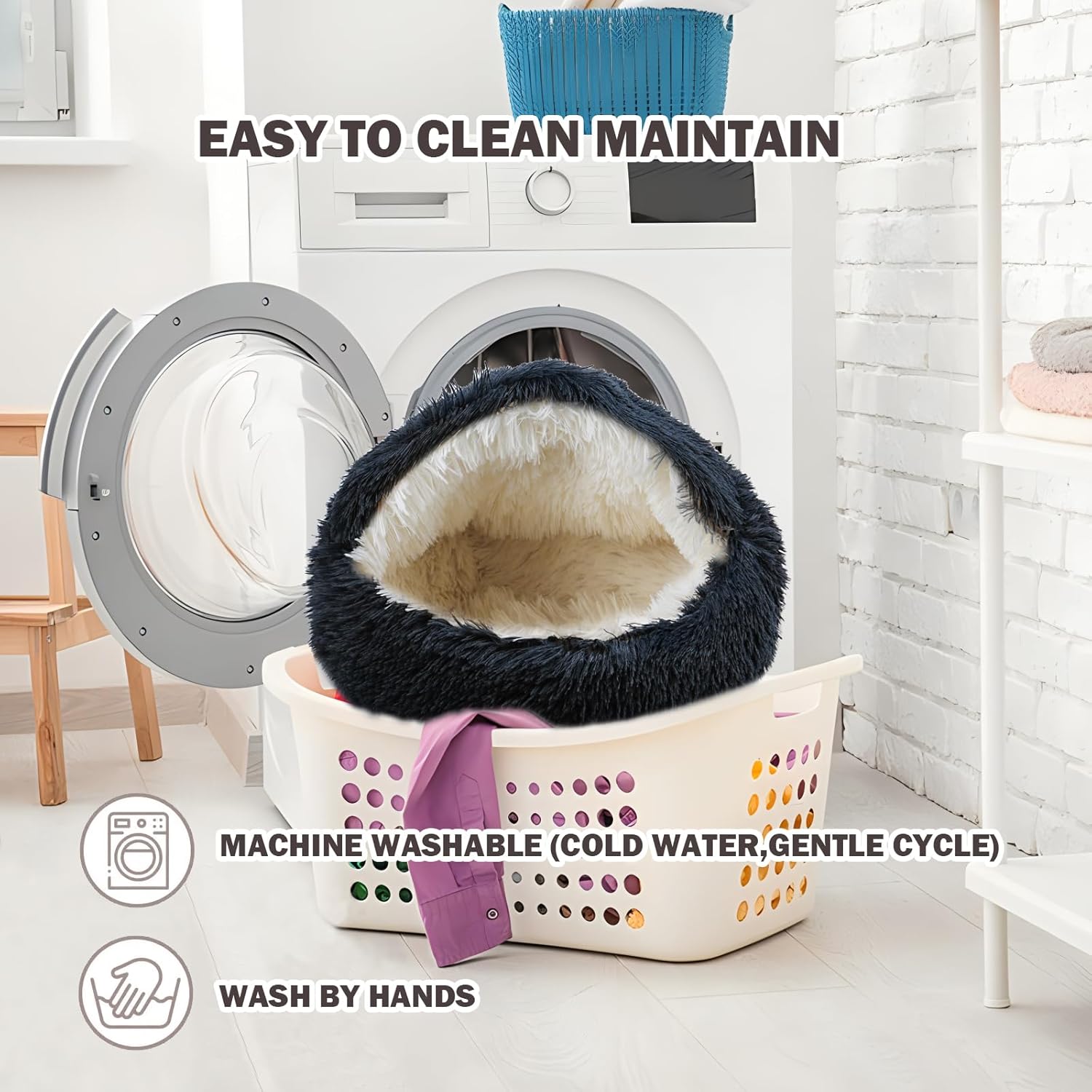 Cat Bed for Indoor Cats, Calming Cozy Cave with Self-Warming Plush, Entire Bed Machine Washable & Anti-Slip Base, Breathable Pet Bed for Small Cats&Dogs All Seasons (Dark Gray, 20 * 20inch) - Pet Explorer