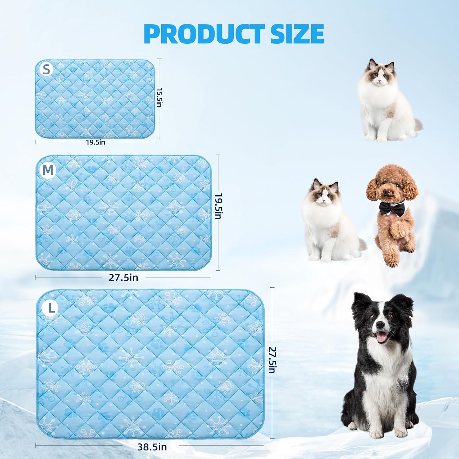 Homimp Dog Cooling Mat,27.5" x 38.5" Thicken Self-Cooling Mat for Dog Large,Internal Waterproof& Endothermic,Washable Pet Ice Cool Pad Blanket,Pet Sleeping Pad for Indoor Outdoor in Summer, Non-Toxic - Pet Explorer