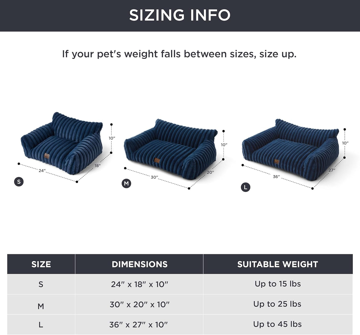 Bedsure Cute Cat Couch for Pets - Fluffy Small Dog Sofa with Premium Soft Corduroy Fleece, Pet Sofa with Removable Washable Cover, Supportive Dog Couch Bed for Small Medium Dogs, 30inch, Night Blue - Pet Explorer