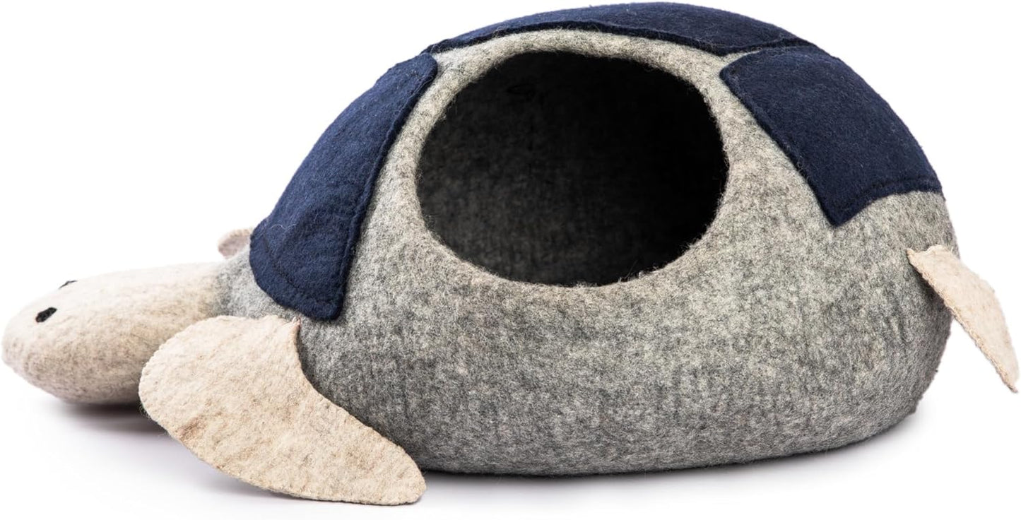 Luxurious Eco-Friendly Merino Wool Cat Cave Bed Sloth - Foldable Hideaway Pod for Indoor Cats - Premium Felt Kitten Beds - Covered Cat House for Ultimate Cozy Comfort by Woolygon - Pet Explorer