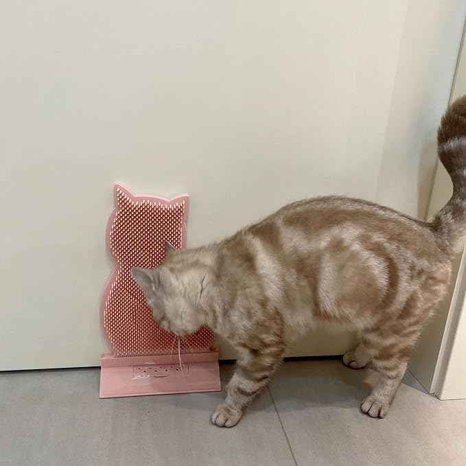 Cat Corner Self Groomer & Brush with Catnip Soft Wall Scratcher & Grooming Combs for Indoor Cats