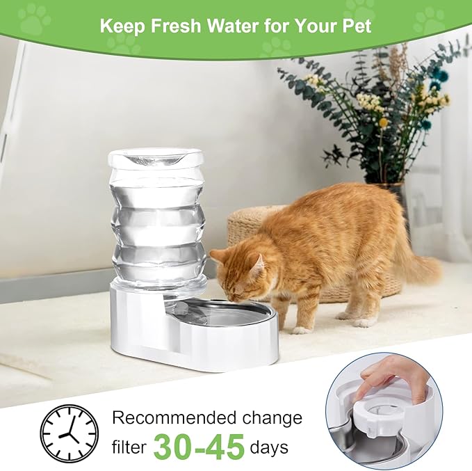 8 Pack Replacement Filters for 3L/3.6L/4.6L/6L/8L Gravity Pet Water Dispenser, Dog Water Filter Replacement, Triple Filtration Pet Fountain Filter, Water Feeder Filter for Cat and Dog