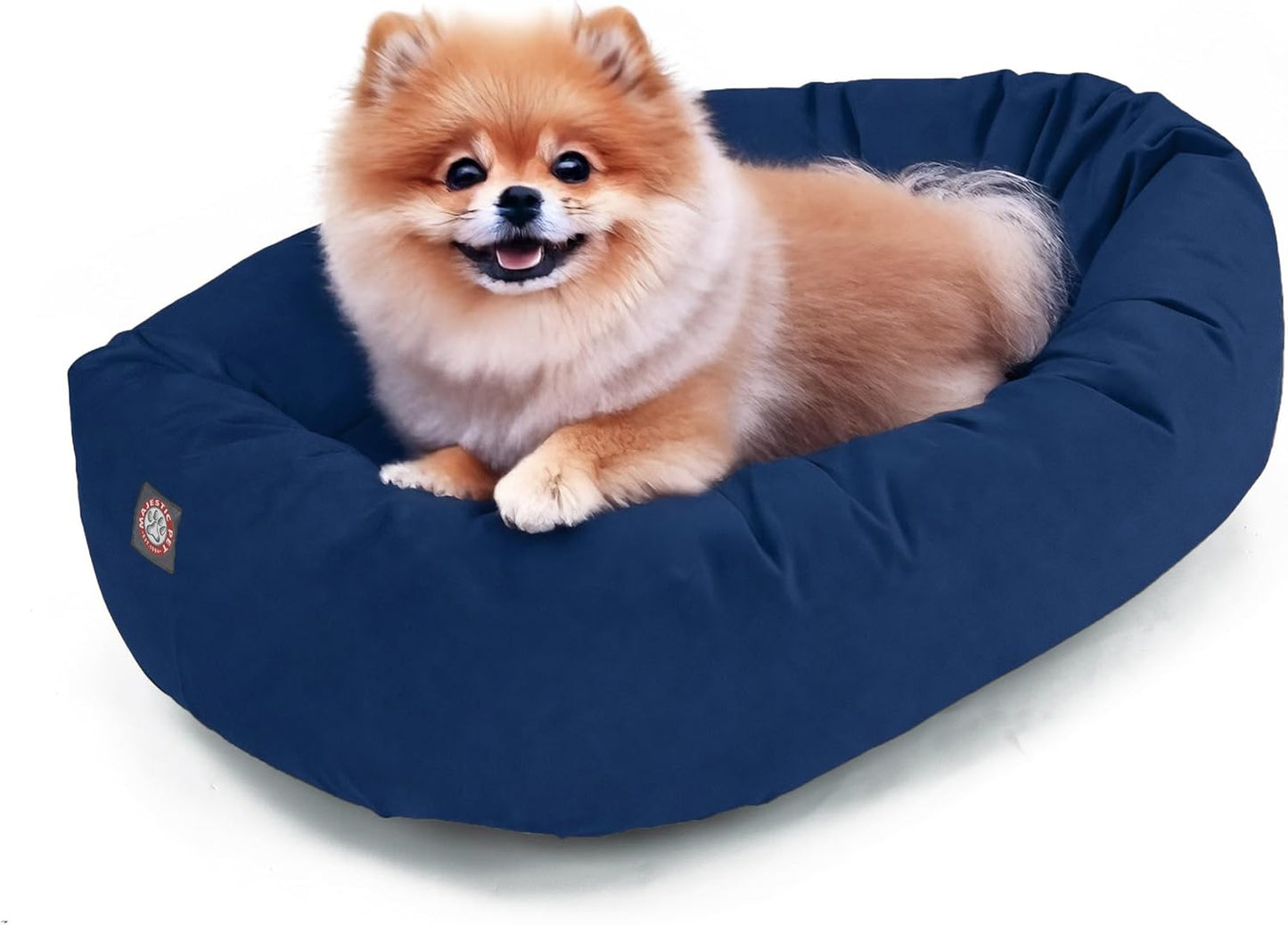 Majestic Pet 24 Inch Suede Calming Dog Bed Washable 24x19x7 (Inch) – Cozy Soft Round Donut Dog Bed with Spine Support for Dogs to Rest Their Head - Pet Bed Small – Navy (2025) - Pet Explorer