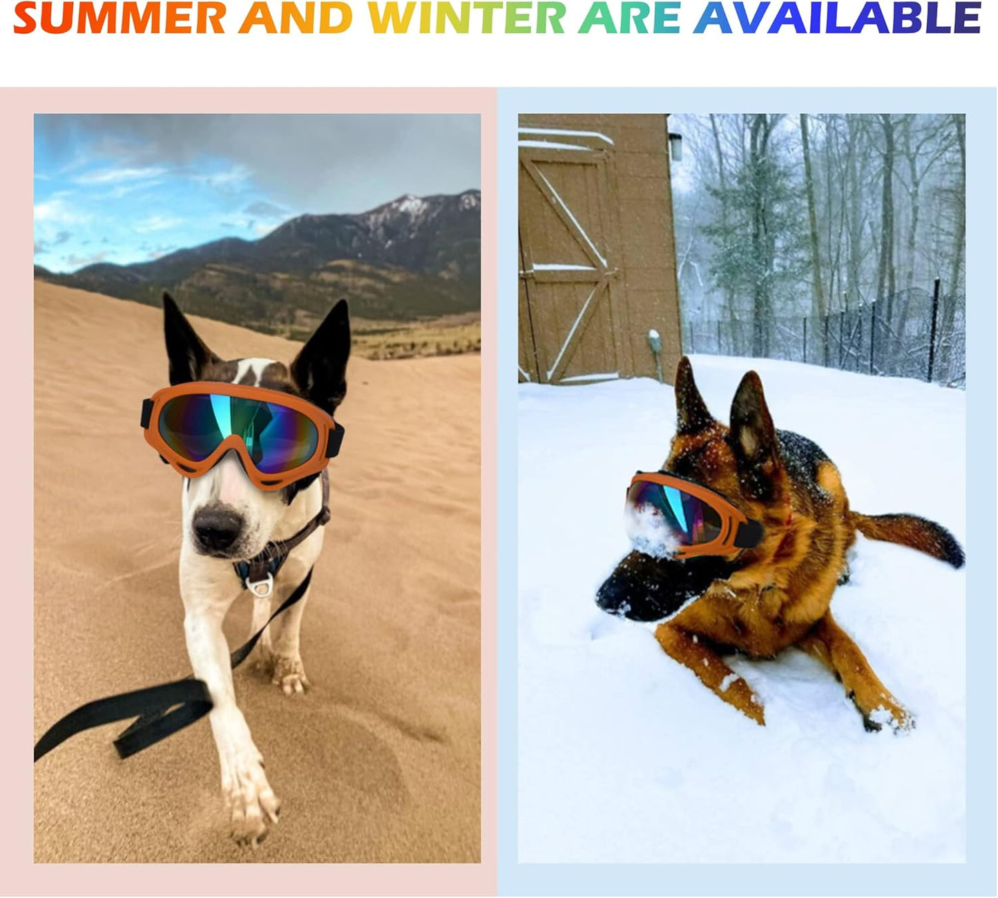 Large Dog Sunglasses With Adjustable Strap UV Protection, Windproof Puppy Eyewear, Suitable for Medium-Large Pets, Eyes Protection, Soft Goggles (Orange Frame) - Pet Explorer